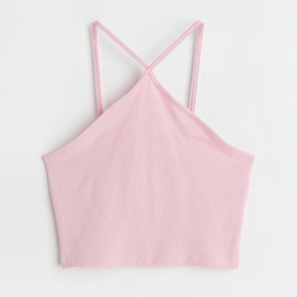 NWT Divided by H&M light pink stretch crop top, Sz. Medium.